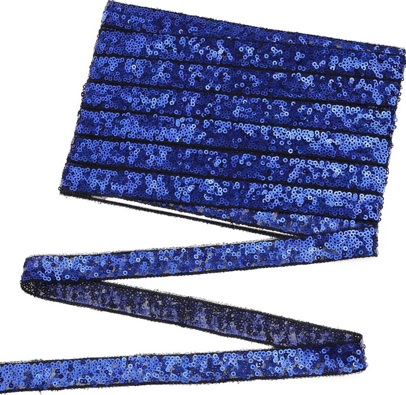 DHFLYDH Royal Blue Sequin Trim Sequin Ribbon 7.5 Yards Flat Glitter Trim for Sewing, Costumes, Wedding Decor, Fashion Crafting - Image 1